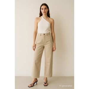 Oak + Fort Womens Wide Leg Jeans Size 2 Cream High Waist Minimalist Quiet Luxury